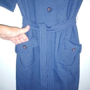 Suburbanite M Vintage Double Knit Short Sleeved Pocketed Belted Shirt Dress